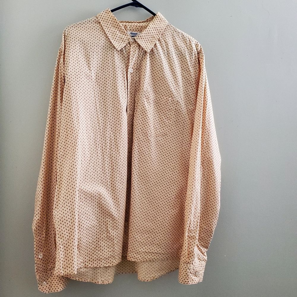 MADRAS A.P.C. Cream Brown Dragonfly print button up long sleeve shirt XL